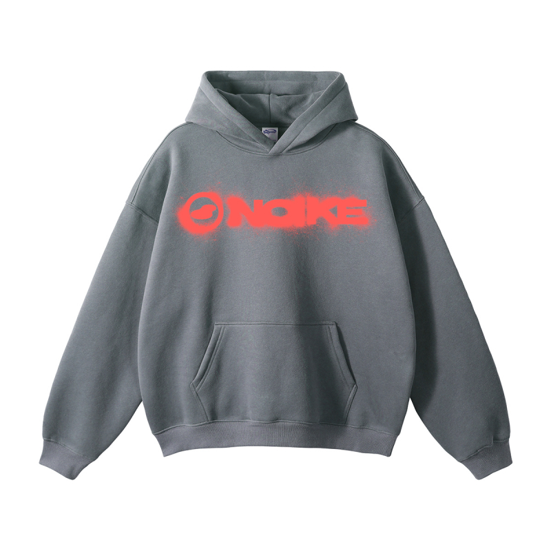 NOIKE 'Stencil' Hoodie Moon Taupe / Neon Flare