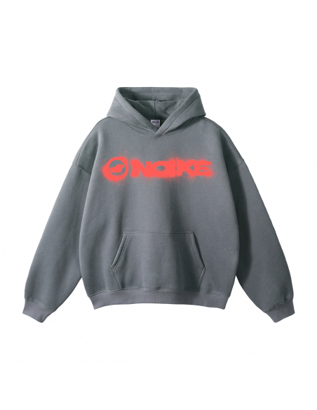 NOIKE 'Stencil' Hoodie Moon Taupe / Neon Flare