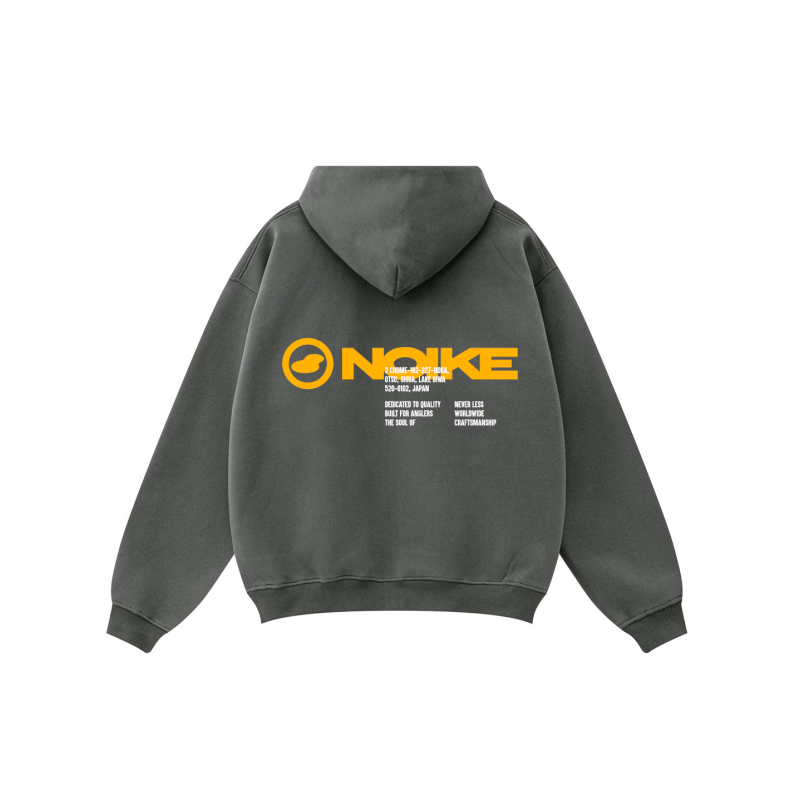 NOIKE "Logo Overlay" Zip Hoodie Stone Grey