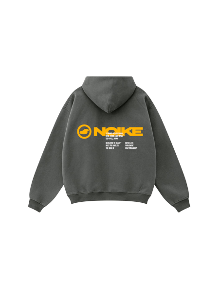 NOIKE "Logo Overlay" Zip Hoodie Stone Grey