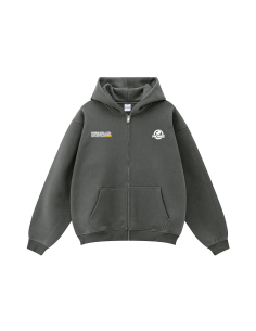 NOIKE "Logo Overlay" Zip Hoodie Stone Grey