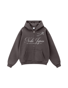 NOIKE "Japanese Crane" Zip Hoodie Oxide Grey